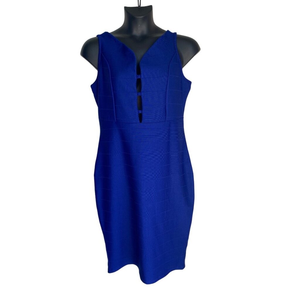 Love J Womens Blue Bodycon Dress Size 2X With Gold Zipper
